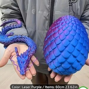 UNIQUE GIFT LARGE Purple/Blue 3D Laser Printed Dinosaur Egg SET